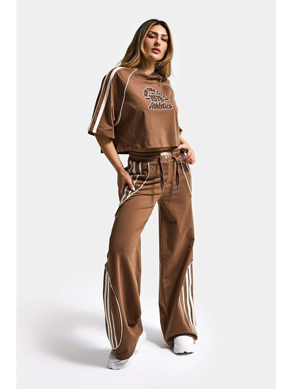 Kahverengi Kadın Kahve s6-16 Alt Üst 2'li Tasarım Takım-4