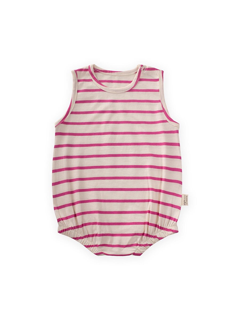 Fuşya Kız Çocuk Çizgili Çıtçıtlı Body