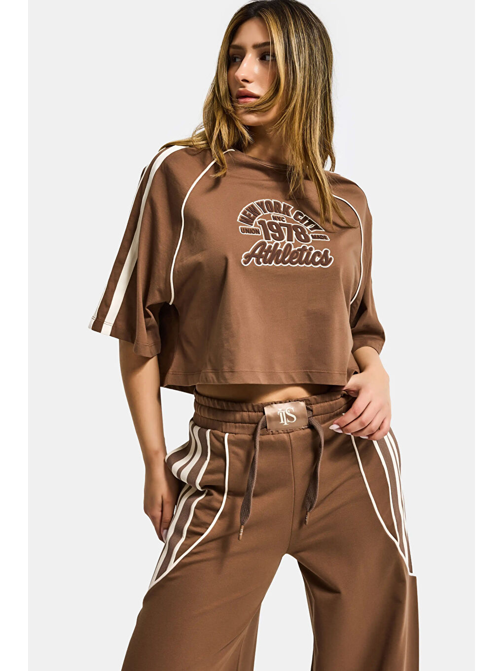 Kahverengi Kadın Kahve s6-16 Alt Üst 2'li Tasarım Takım-5