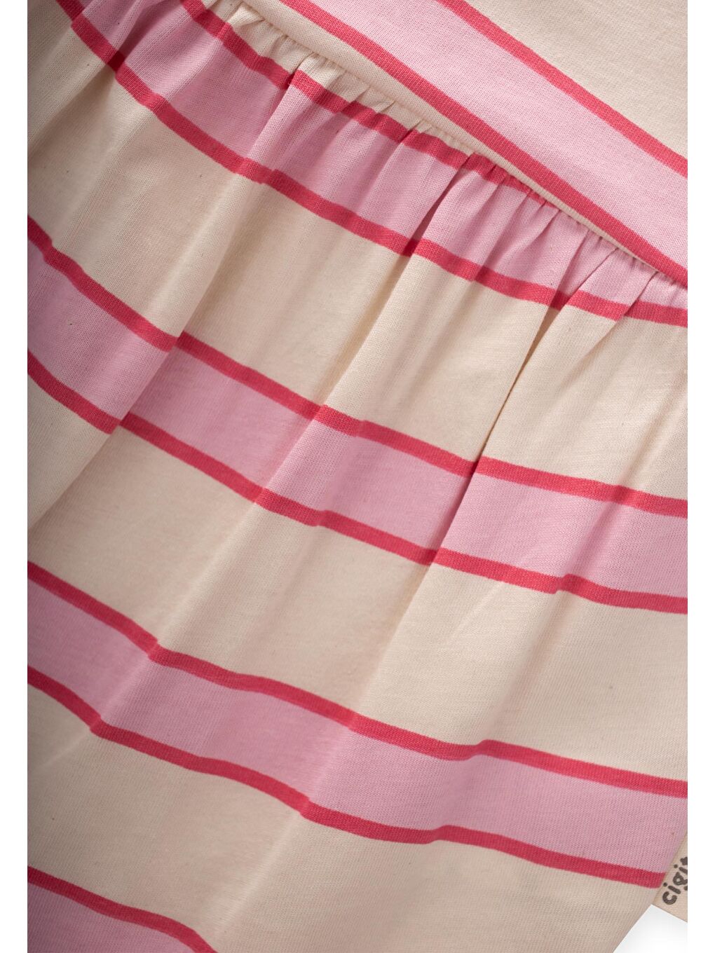 Geniş Çizgili Tulum 0-3 Yaş Pembe Fuşya Çizgili-2