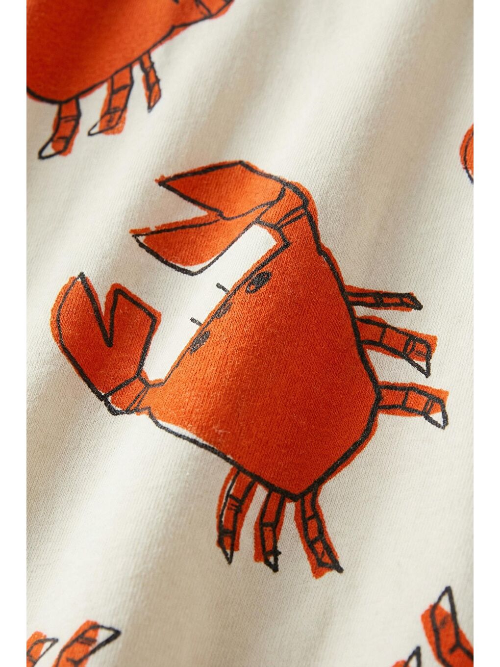 Karışık Erkek Çocuk Pamuklu Ekru Yengeç Desenli T-Shirt Şort Takım-2
