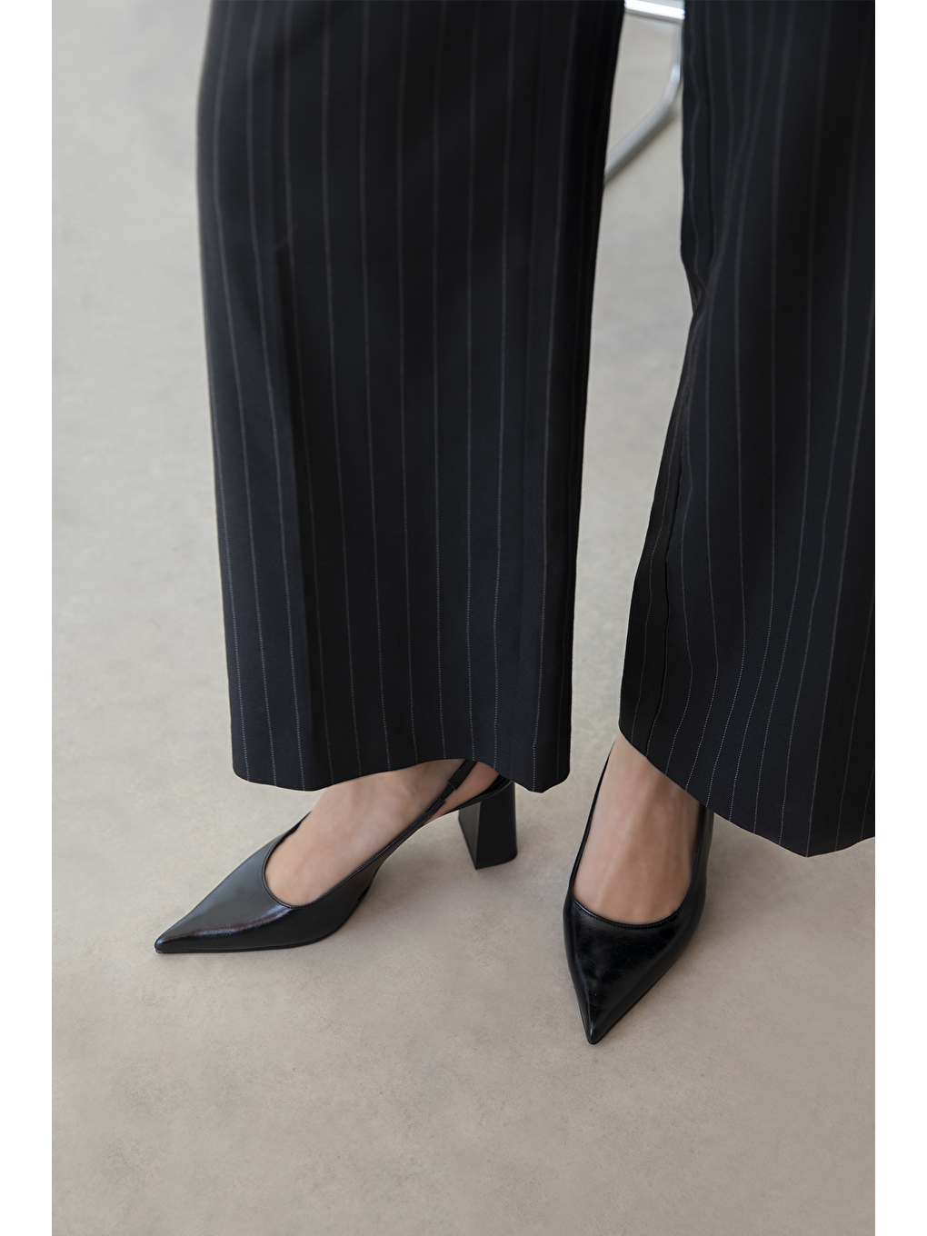 Vera Kadın Kırışık Deri Topuklu Ayakkabı Siyah-1