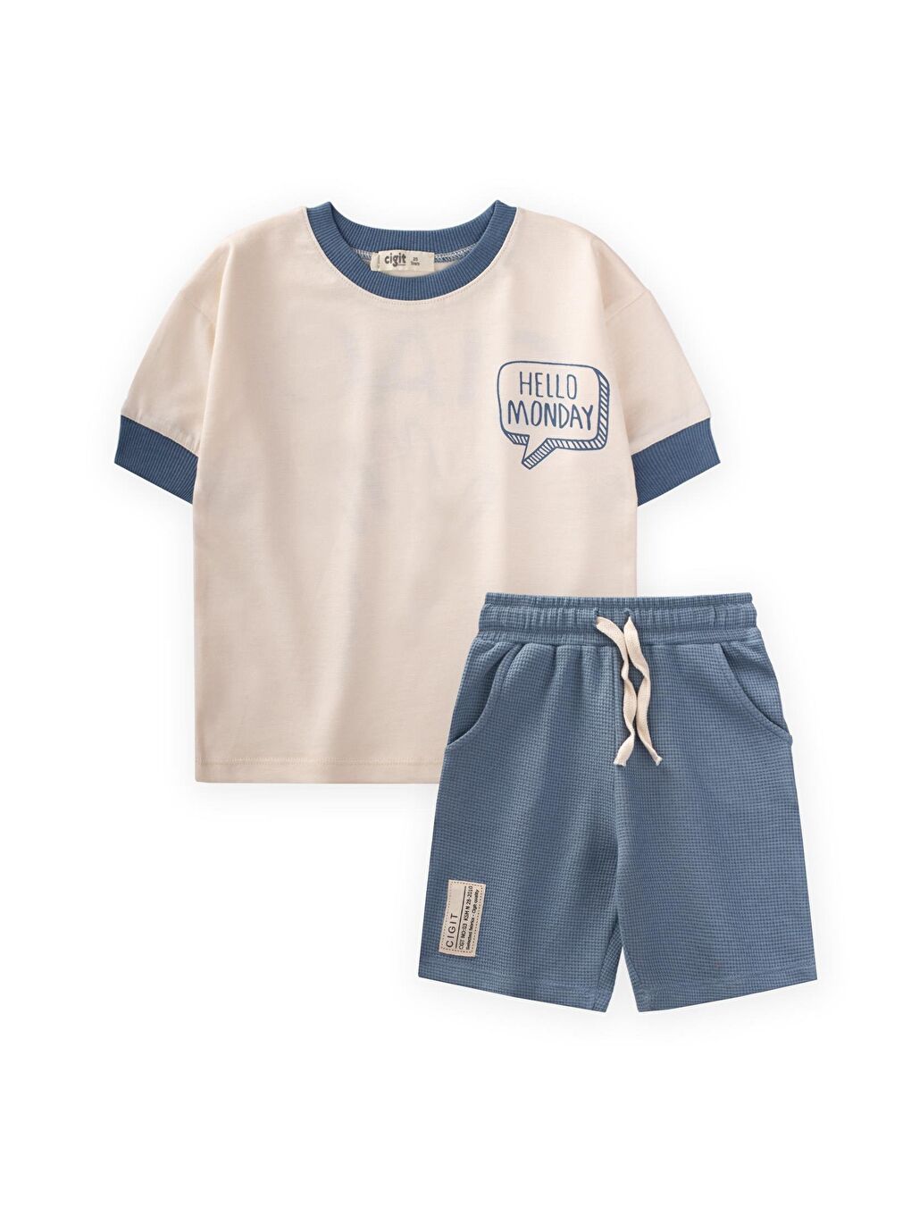 Ekru Erkek Çocuk Baskılı Takım