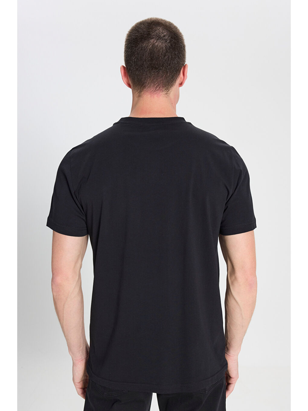 Regular Fit Normal Kesim Bisiklet Yaka Siyah Tişört-5