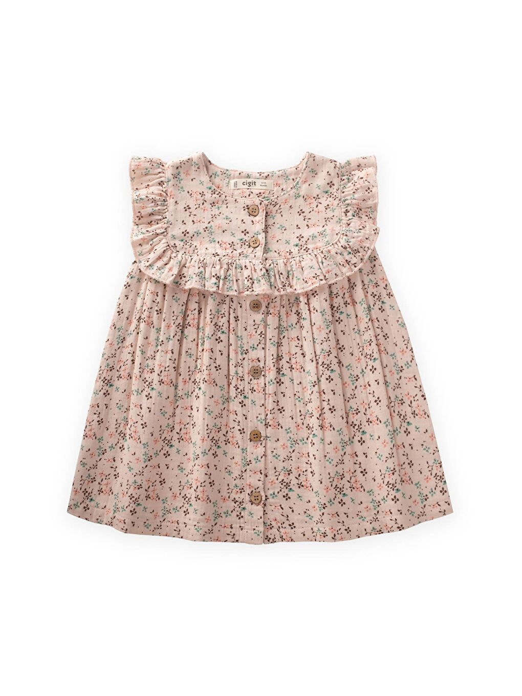 Pembe Kız Çocuk Müslin Elbise-1