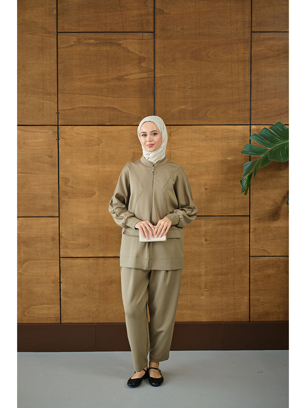 Kadın Fermuarlı İkili Takım Yeşil