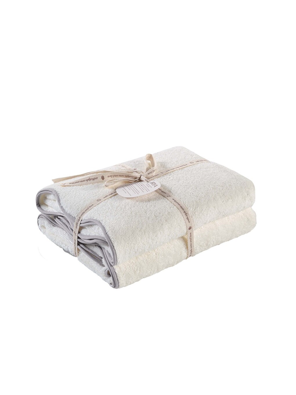 Gri Scallop %100 Pamuk Havlu 2/80x150 Cm Ecru+stone Gray-3