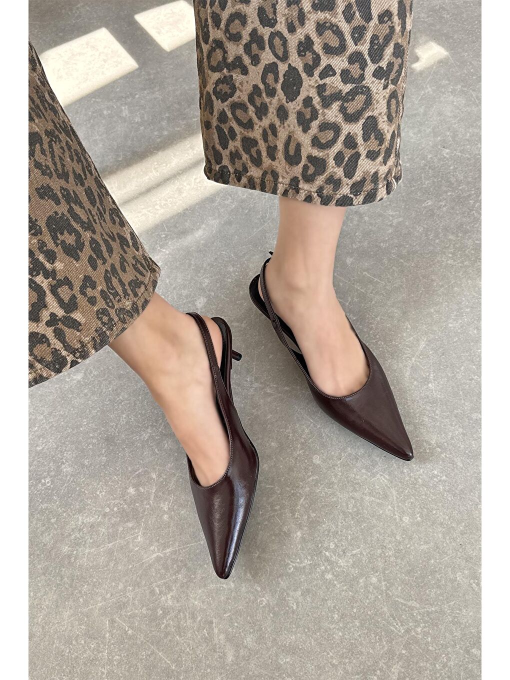 Cuesta Kadın Topuklu Kırışık Deri Ayakkabı Bordo-1