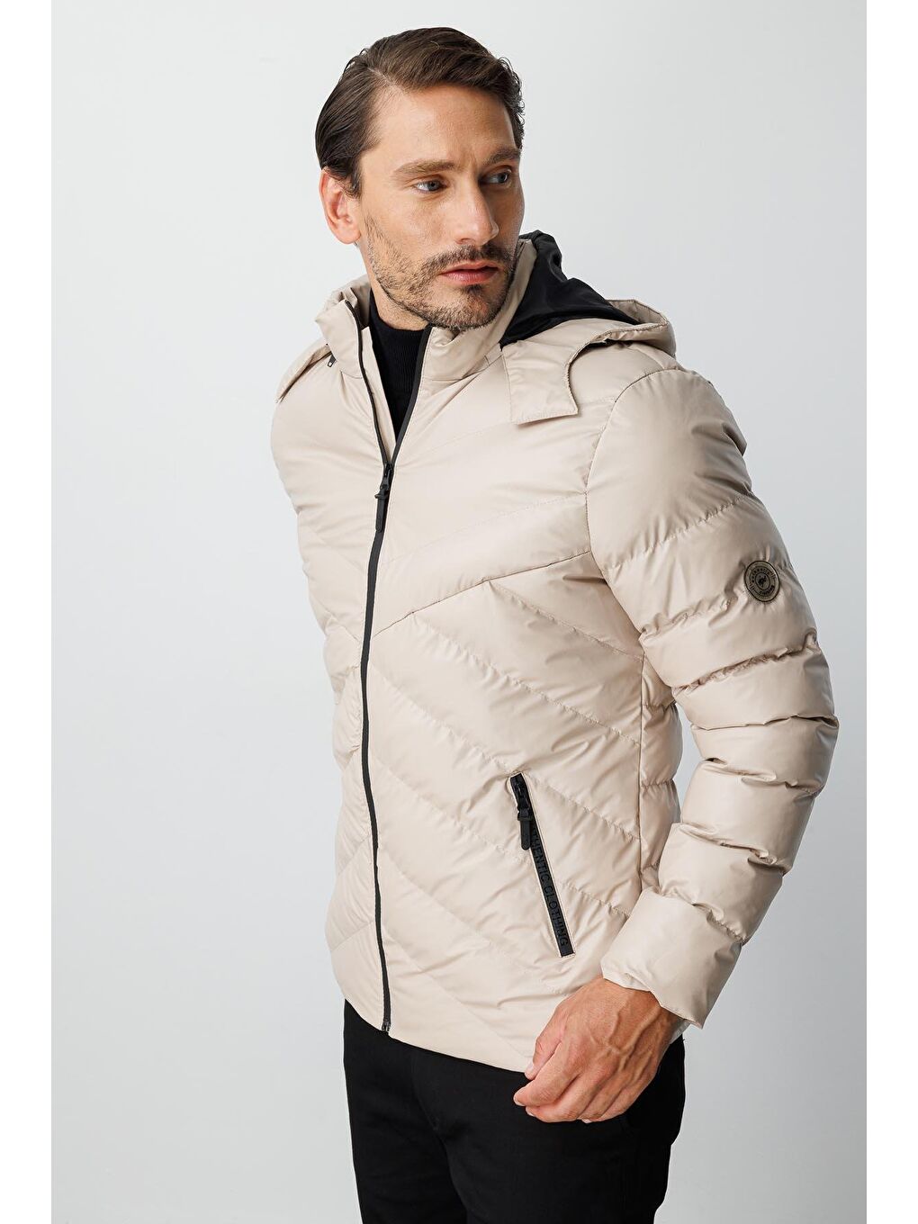 Erkek Bej Şişme Mont-1