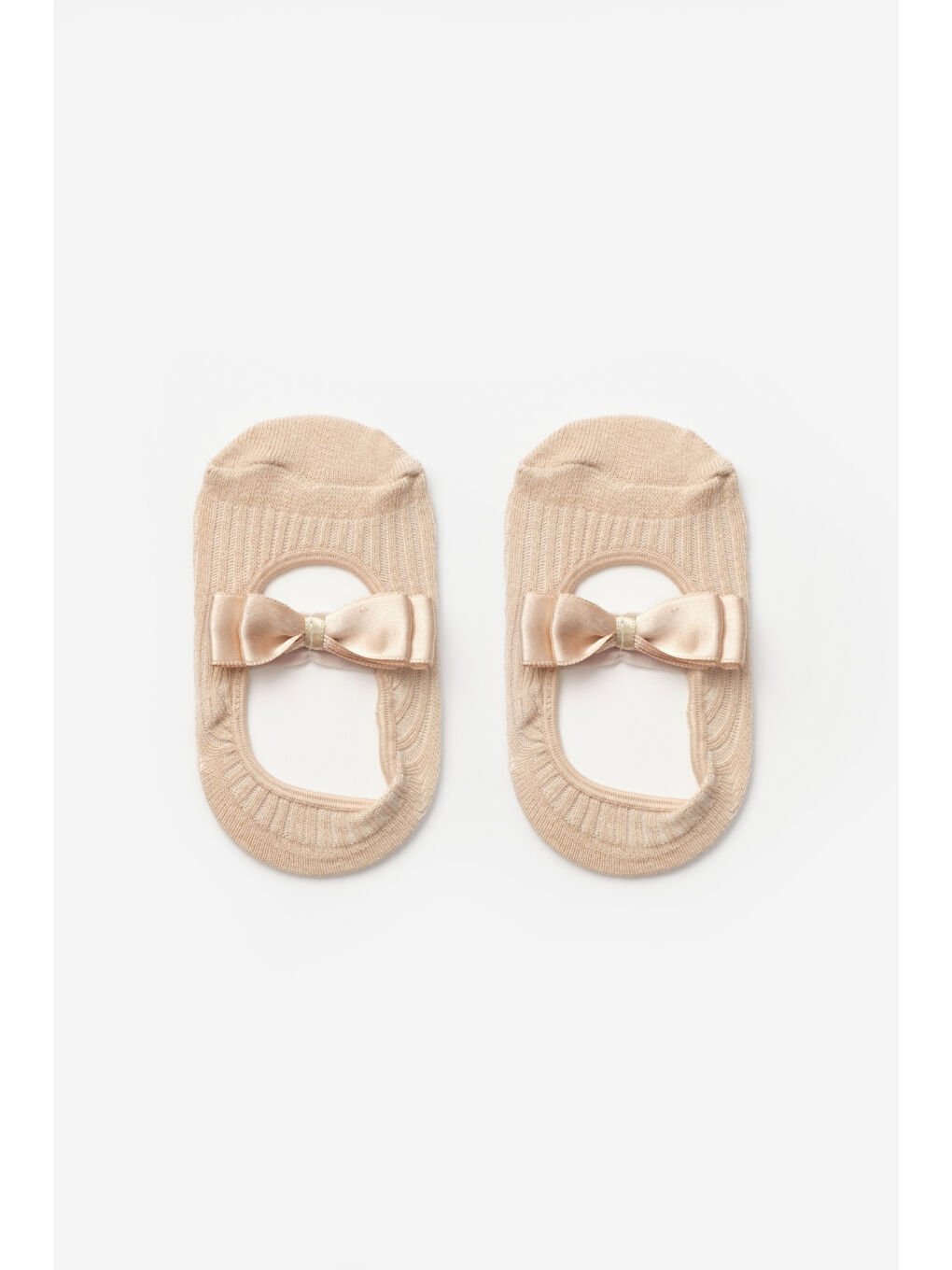 Bej Vizon Fiyonklu Kız Çocuk Babet Çorap