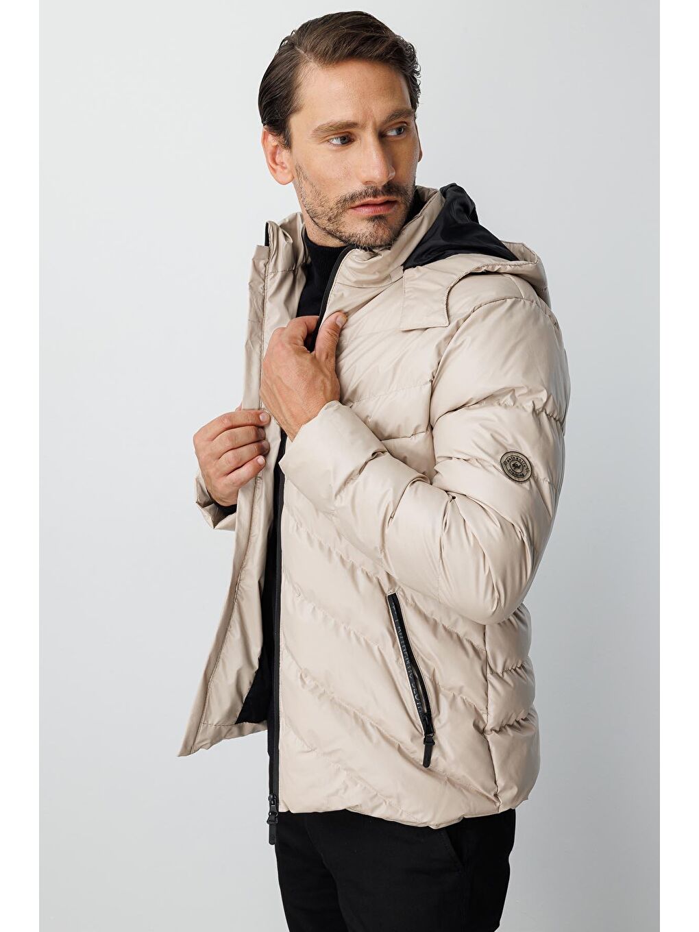Erkek Bej Şişme Mont-2