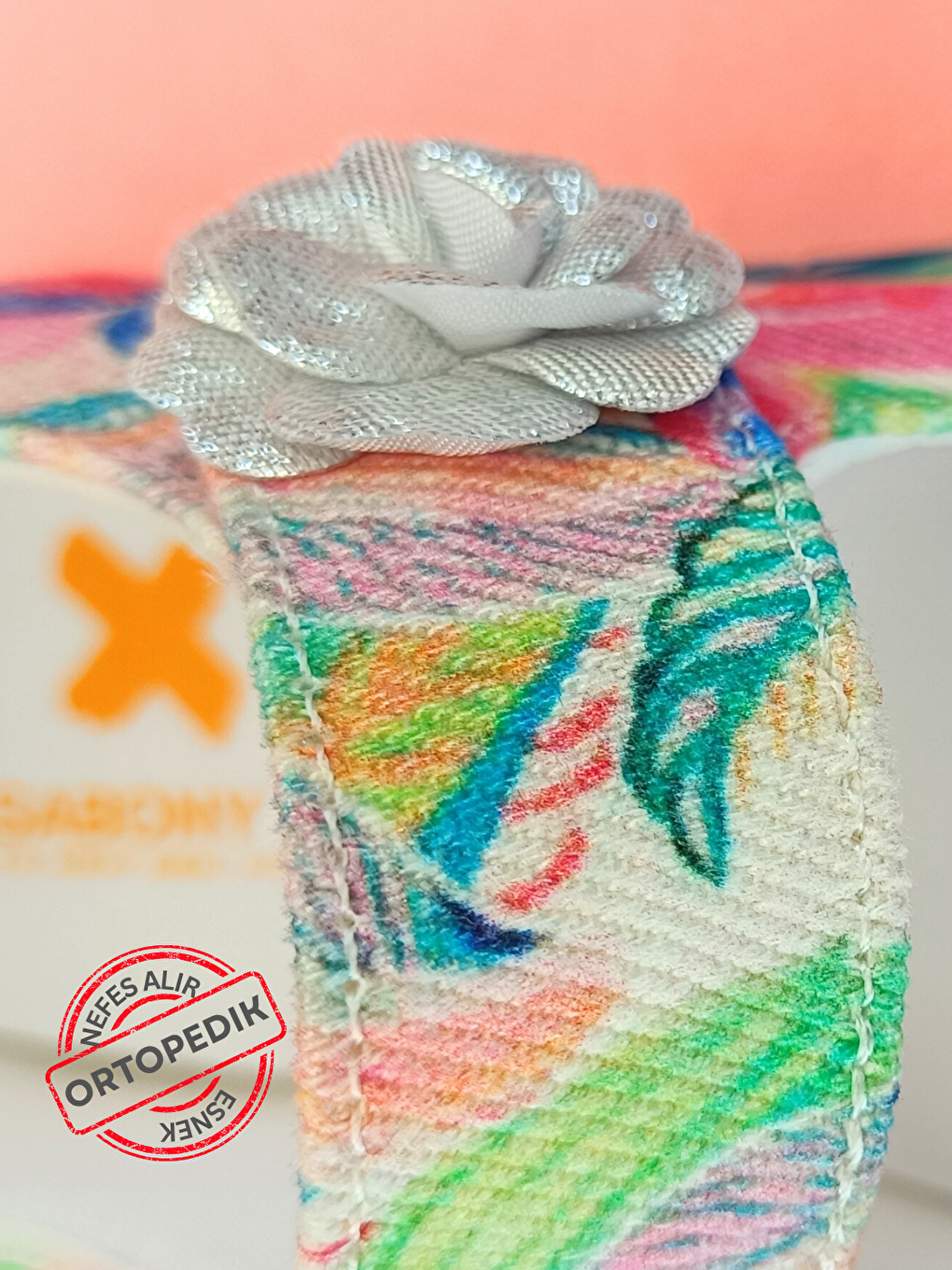 Karışık Çiçek Desenli Ortopedik Kanvas Kız Çocuk Babet-1