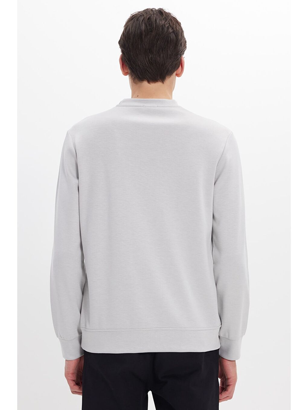 Bej Erkek Standart Fit Normal Kesim Uzun Kollu Ekstra Soft Modal Kumaş Bisiklet Yaka Taş Sweatshirt-6