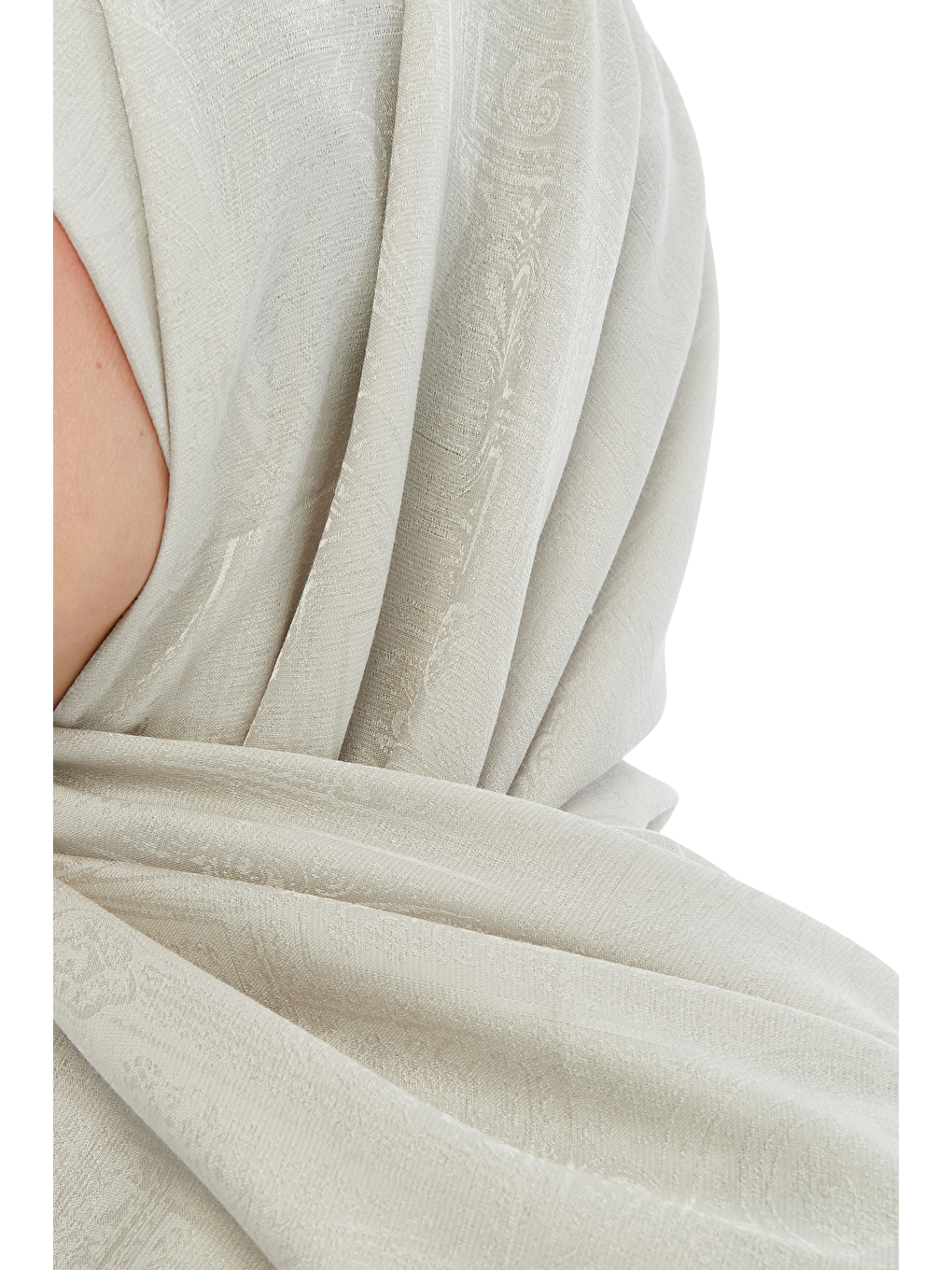 Ekru Monogram Etnik Desen Şal-1