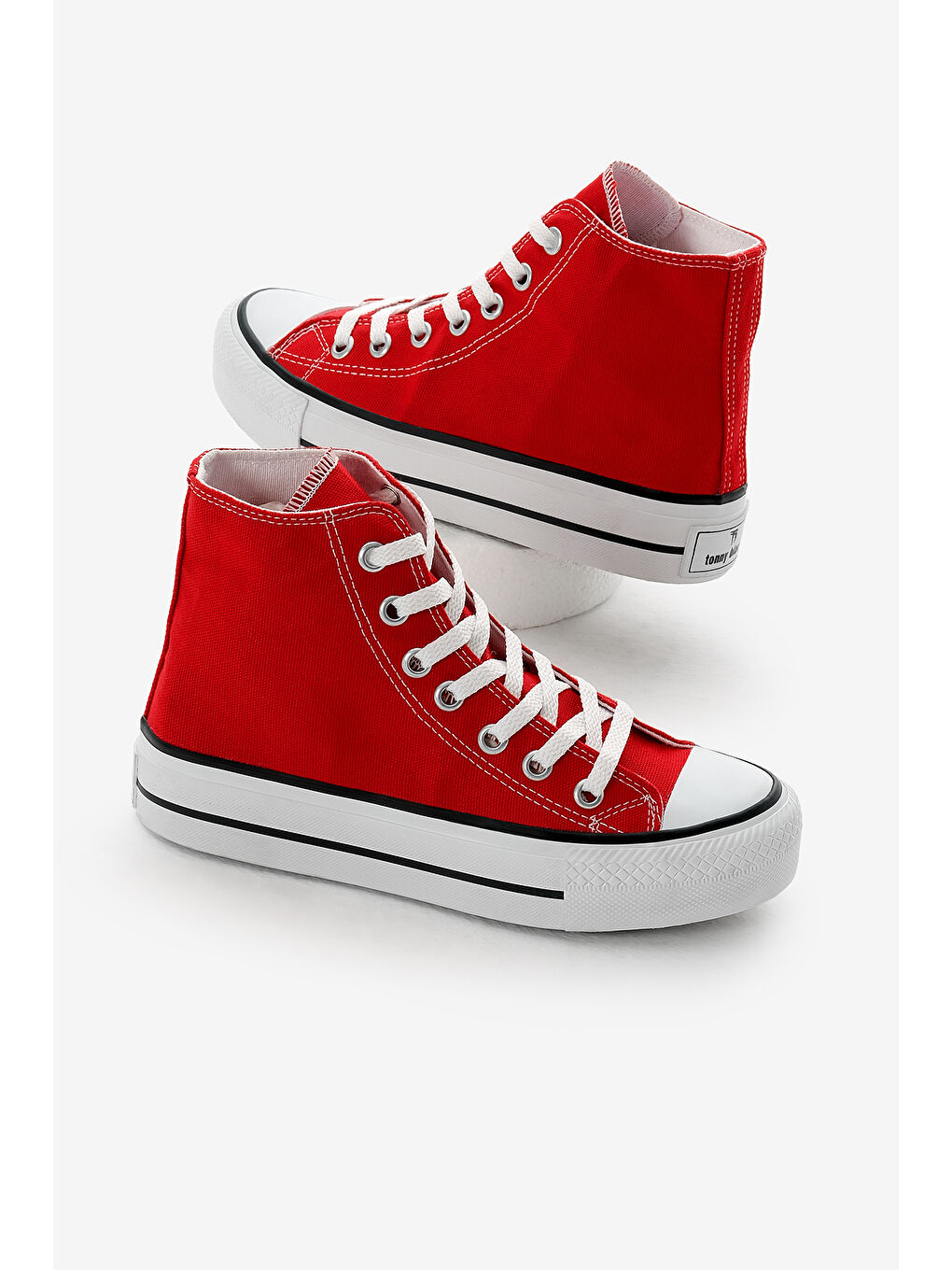 Çocuk Unisex Kırmızı Termo Kalın Taban Bağcıklı Uzun Keten Spor Ayakkabı