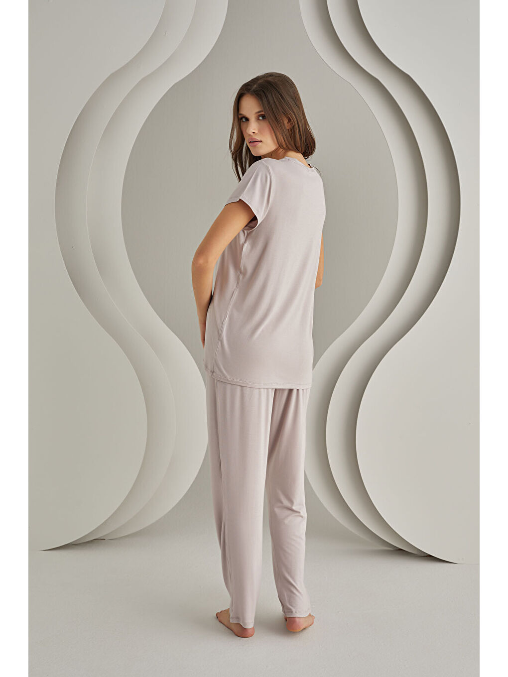 Lila Viskon Sütyenli Pijama Takımı-2