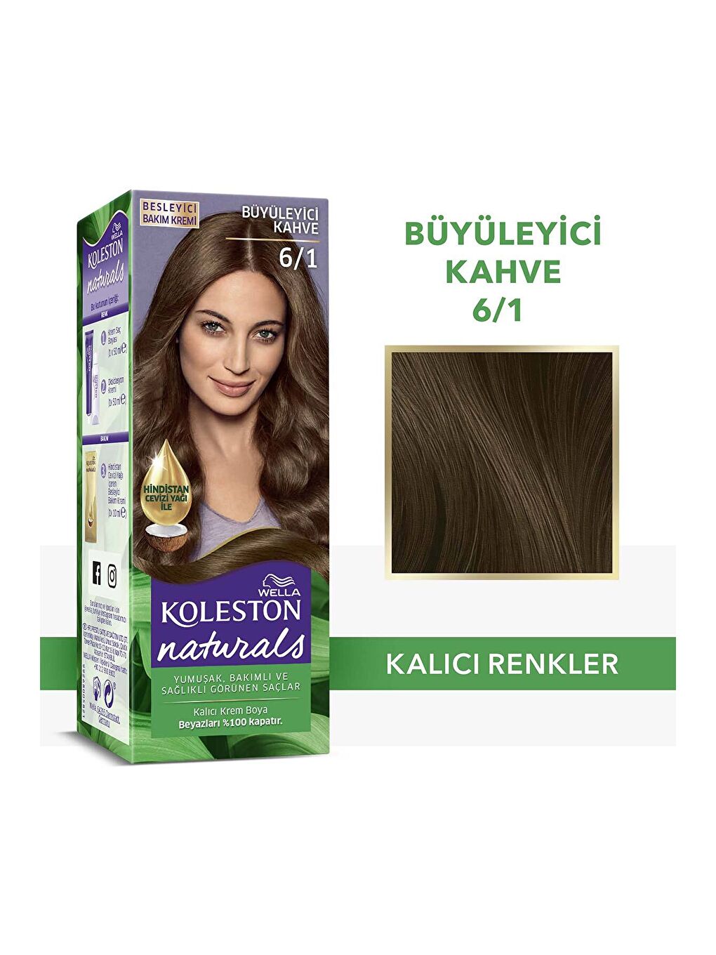 Wella Renksiz Koleston Naturals Saç Boyası 6/1 Büyüleyici Kahve