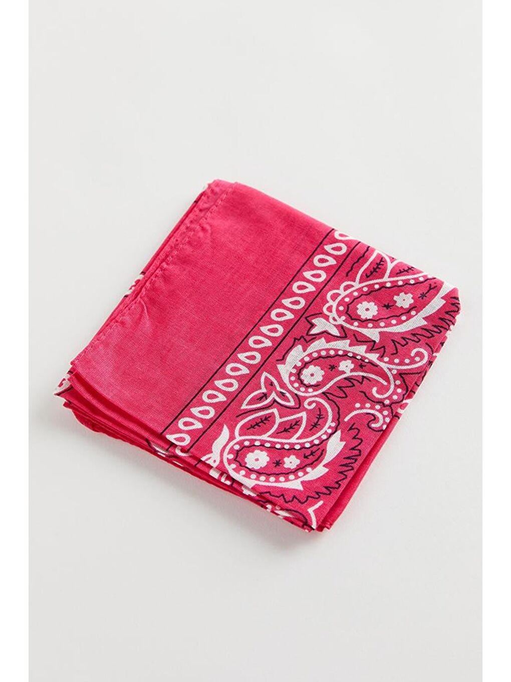 Pembe Neon Renkli Pamuk Kare Bandana-1