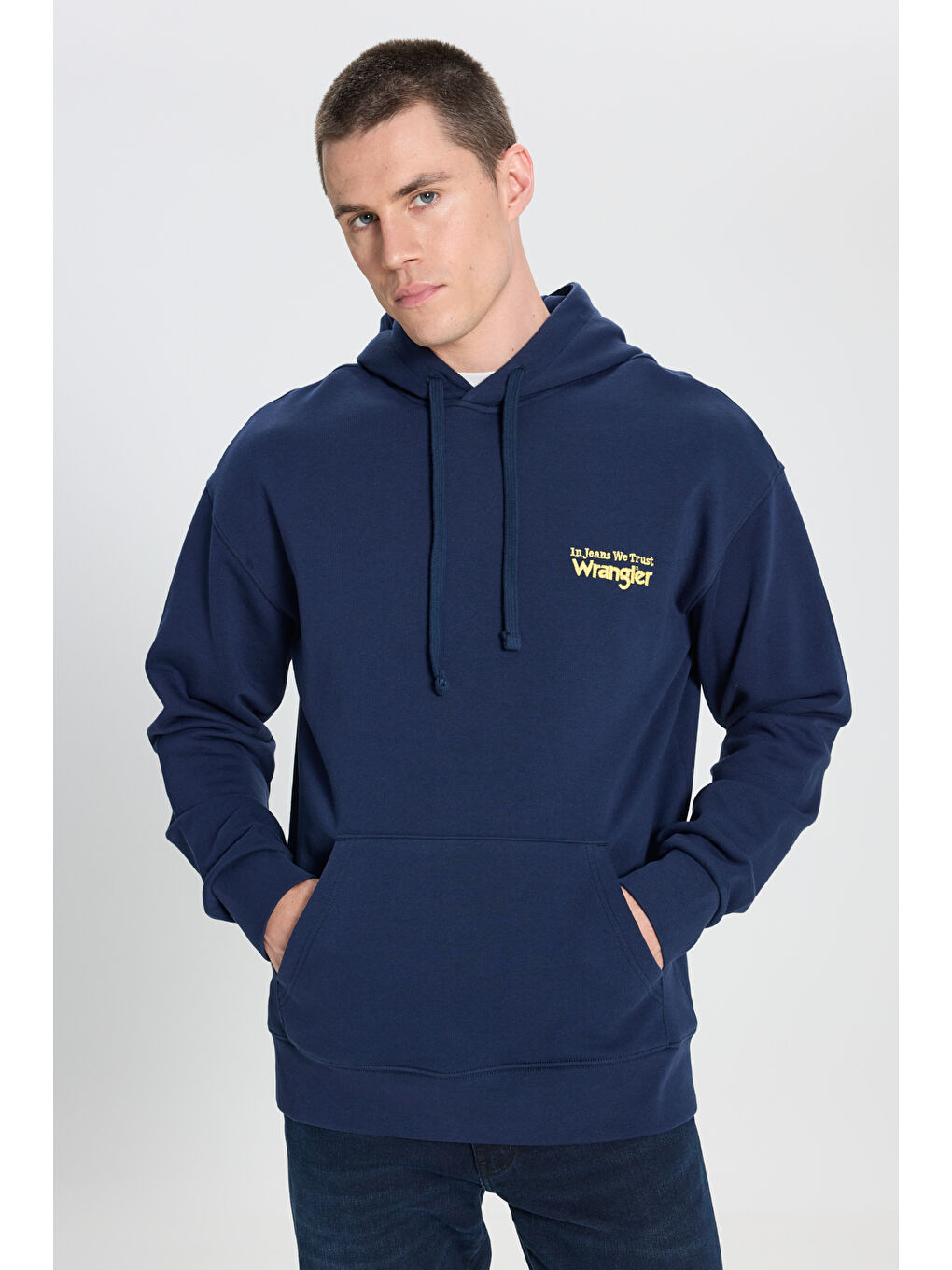 Relaxed Fit Geniş Kesim Kapüşonlu %100 Pamuk Lacivert Sweatshirt