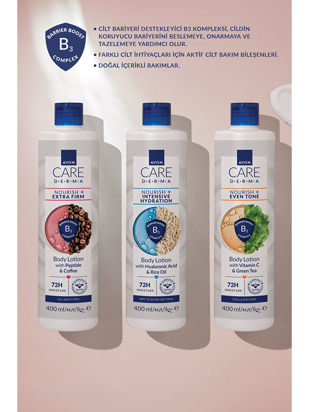 Care Derma Besleyici + Ekstra Sıkılaştırma Etkili Peptit ve Kahve İçeren Vücut Losyonu 400ml-3