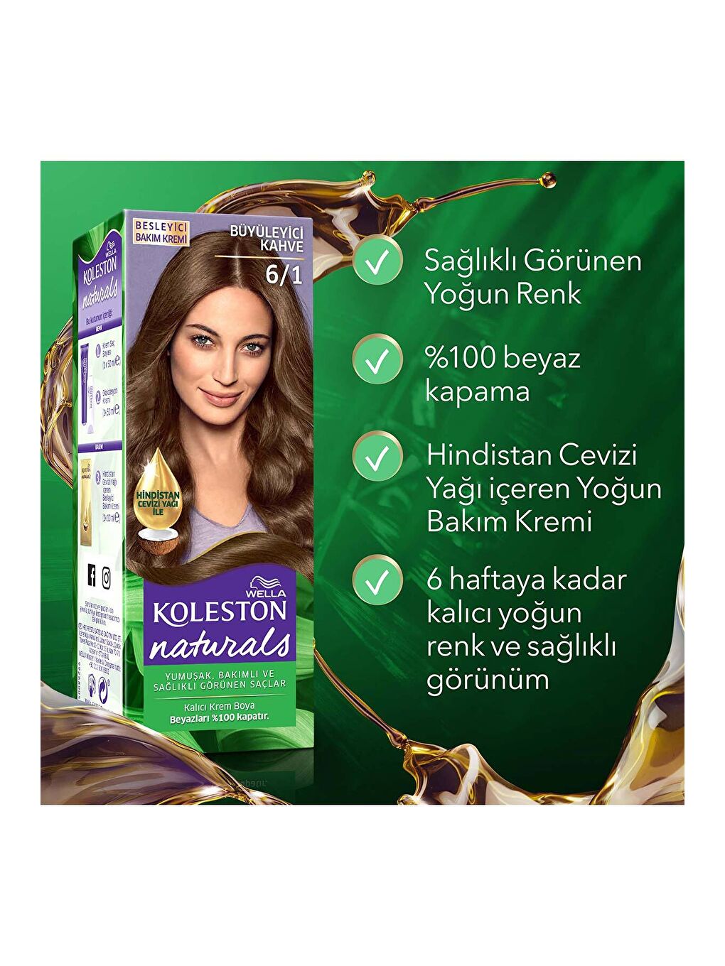 Wella Renksiz Koleston Naturals Saç Boyası 6/1 Büyüleyici Kahve - 6