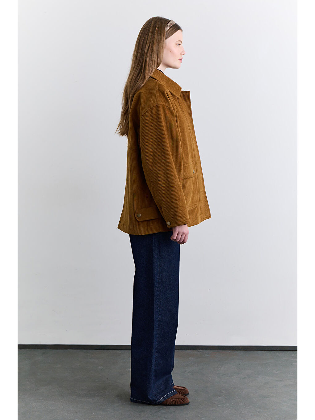 Kahverengi Kadife Worker Ceket Camel-3