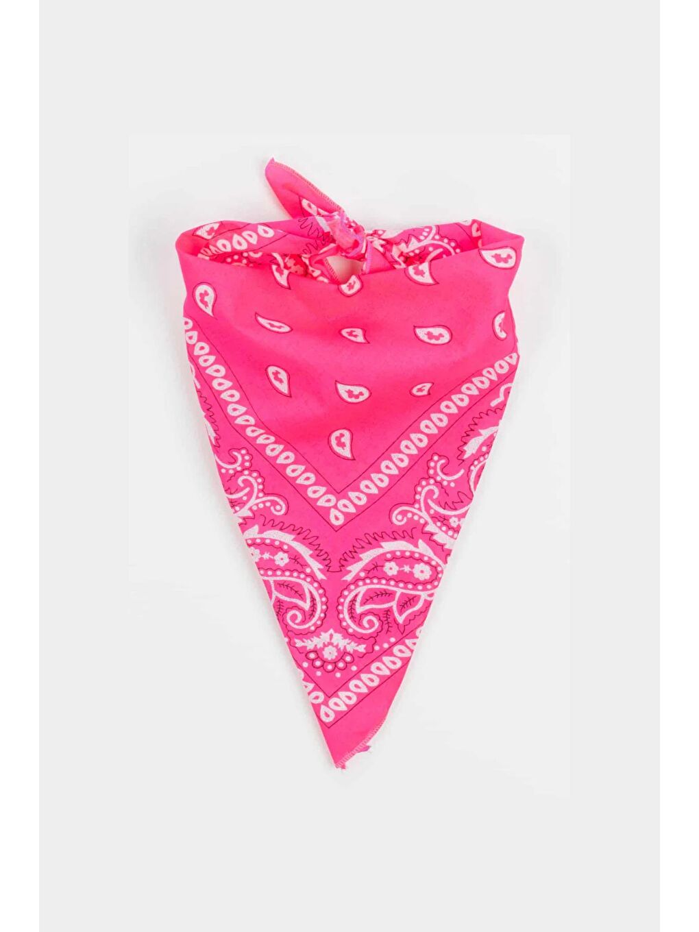Pembe Neon Renkli Pamuk Kare Bandana-2