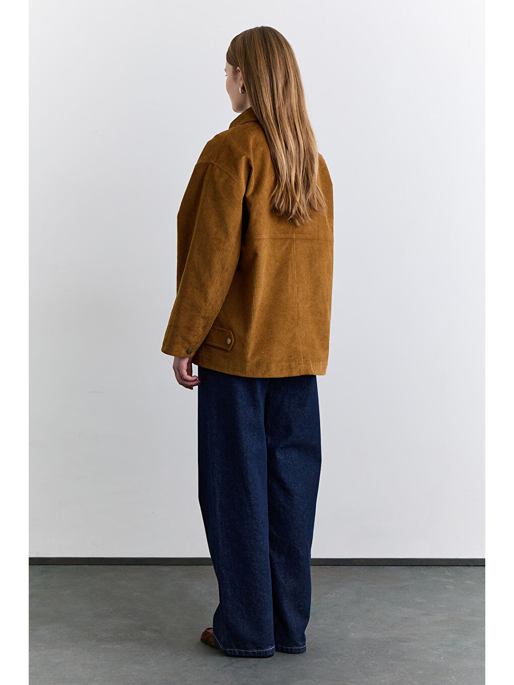 Kahverengi Kadife Worker Ceket Camel-5