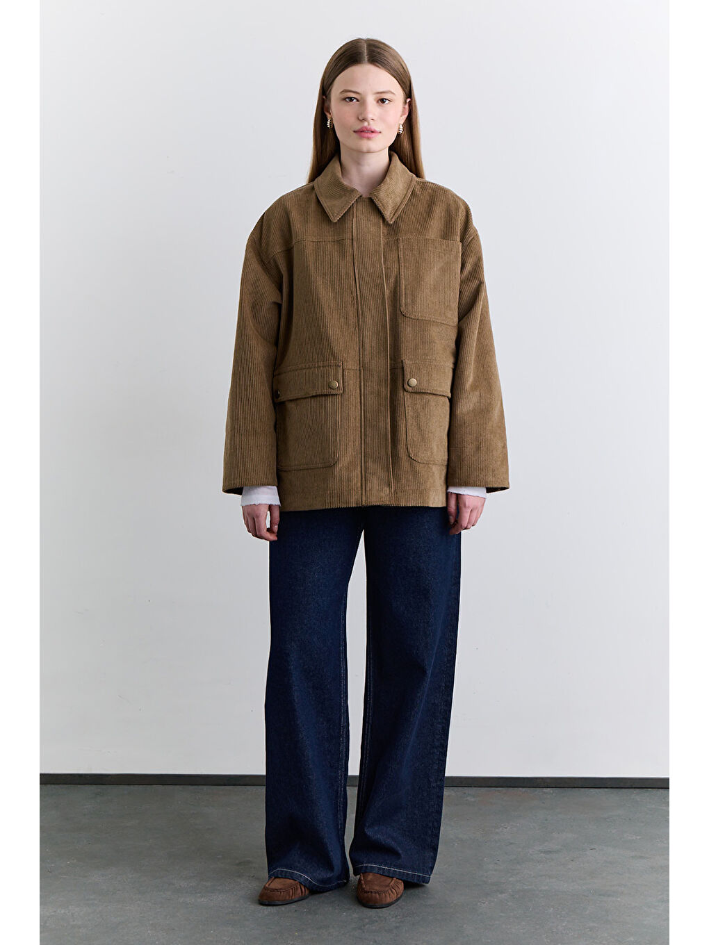 Kahverengi Kadife Worker Ceket Kiremit-2