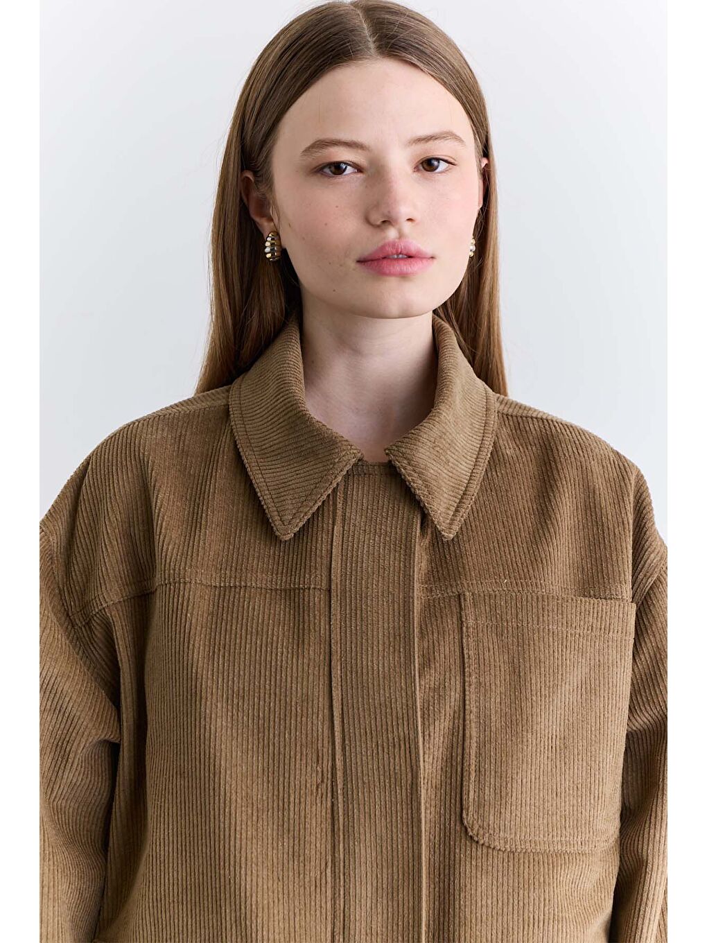 Kahverengi Kadife Worker Ceket Kiremit-3