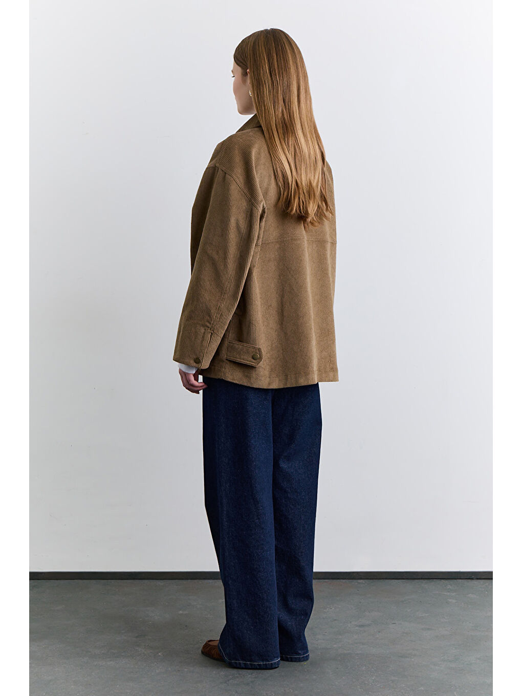 Kahverengi Kadife Worker Ceket Kiremit-5