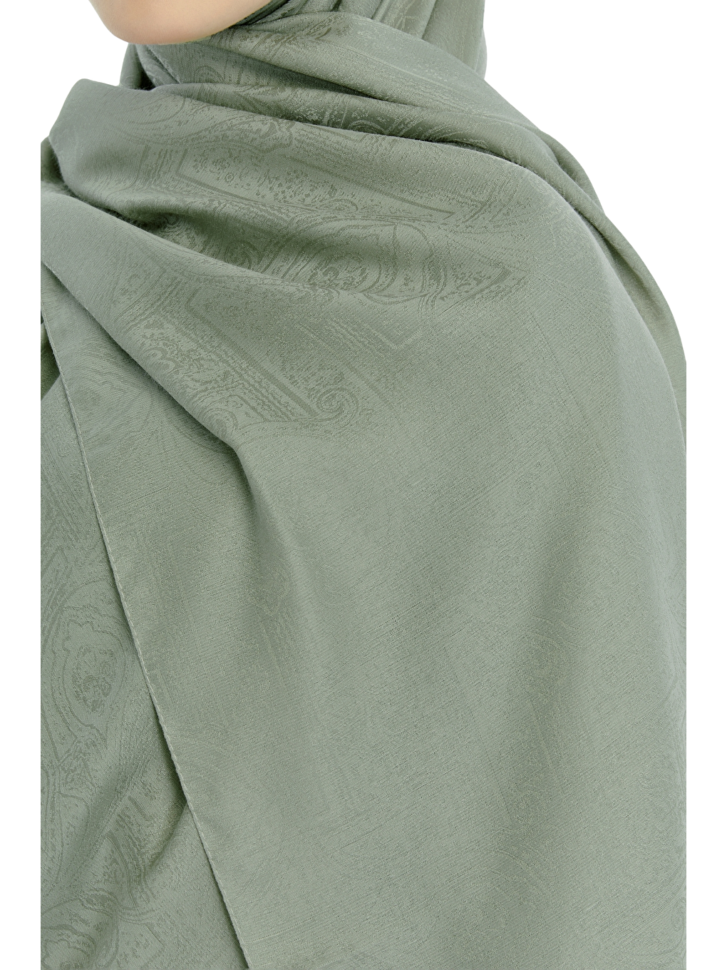 Yeşil Monogram Etnik Desen Şal-1