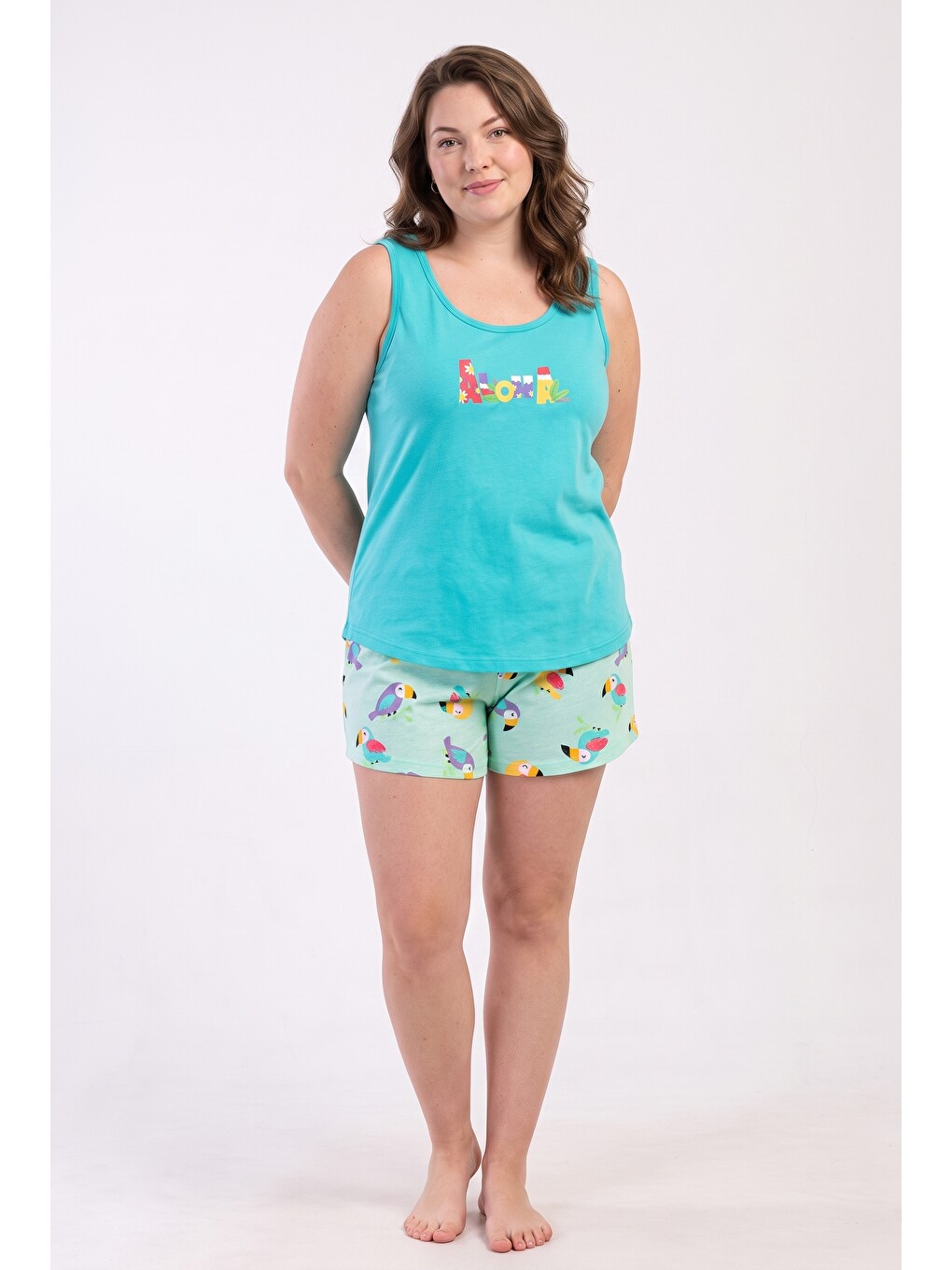 Turkuaz Şortlu Kadın Pijama Takımı