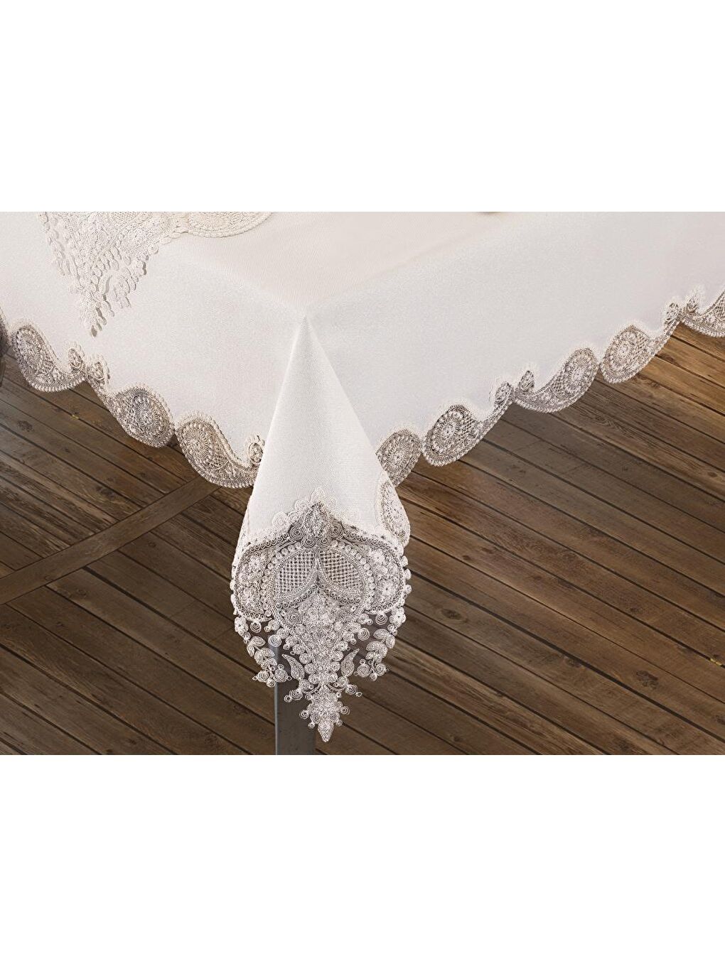 Karışık Verna Masa Örtüsü 160x260 Cm 26 Parça Krem Krem-2