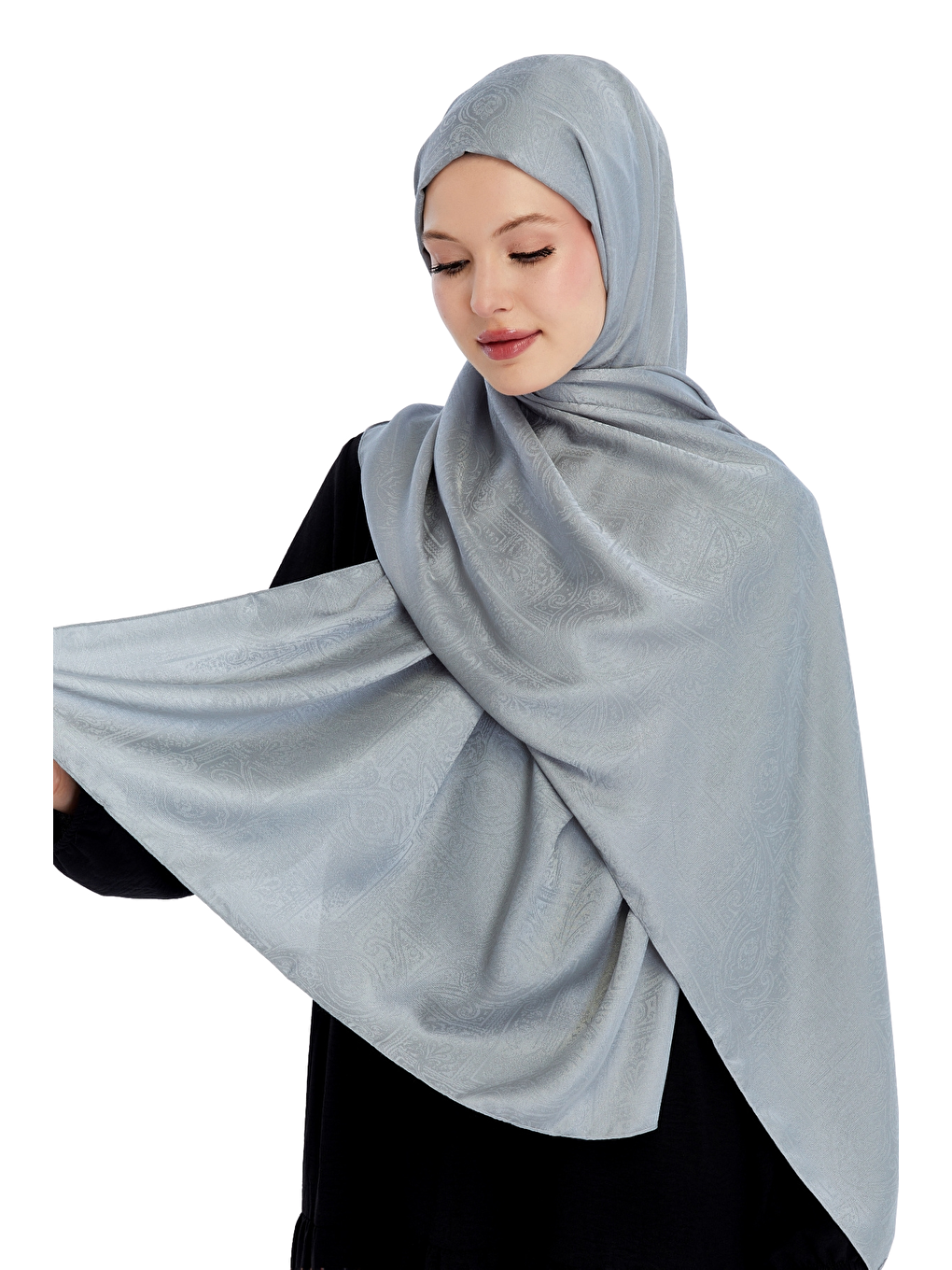 Gri Monogram Etnik Desen Şal