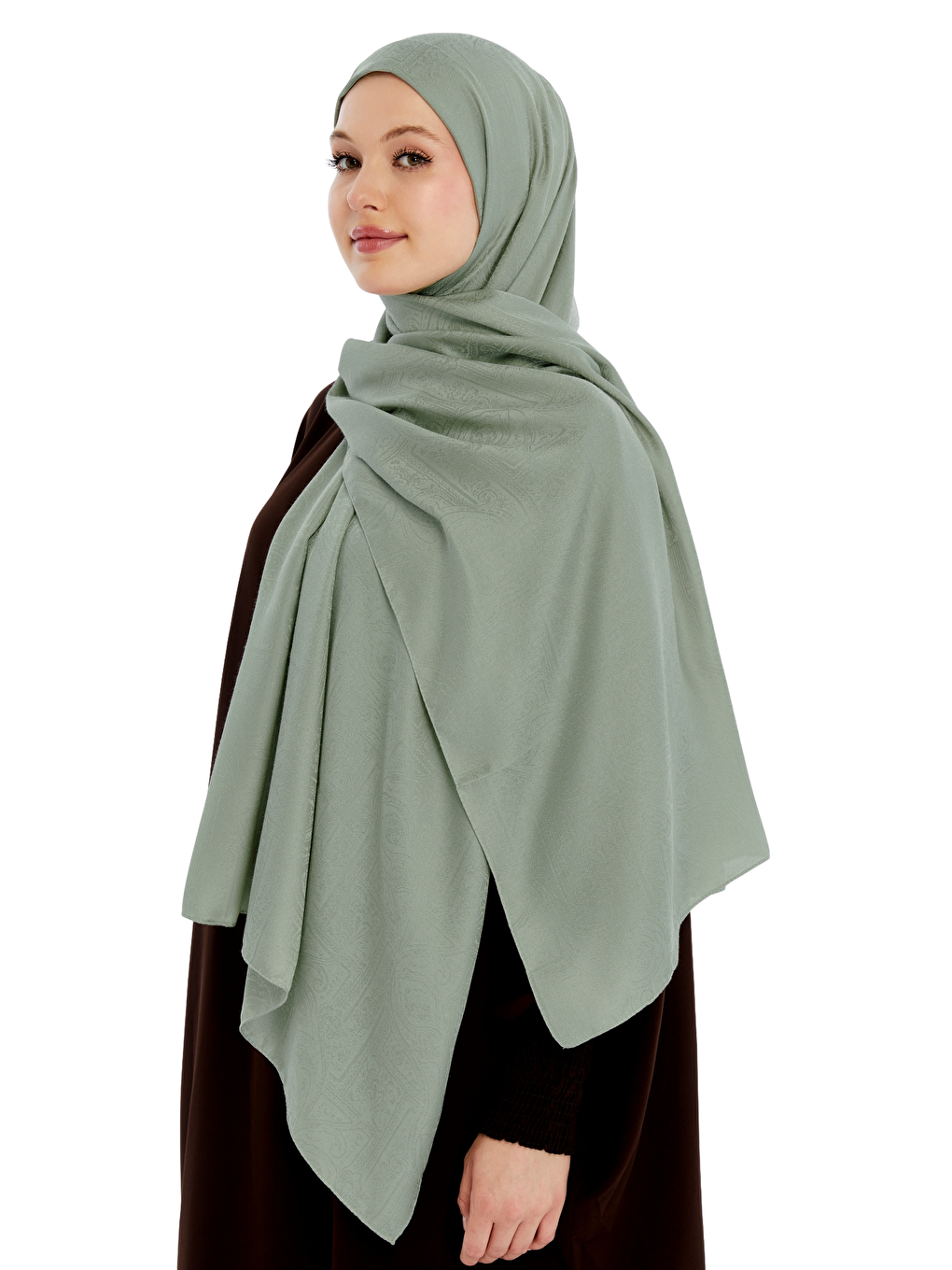 Yeşil Monogram Etnik Desen Şal-3