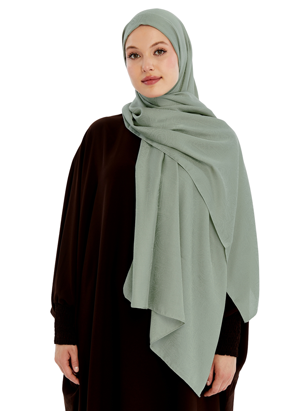 Yeşil Monogram Etnik Desen Şal-4