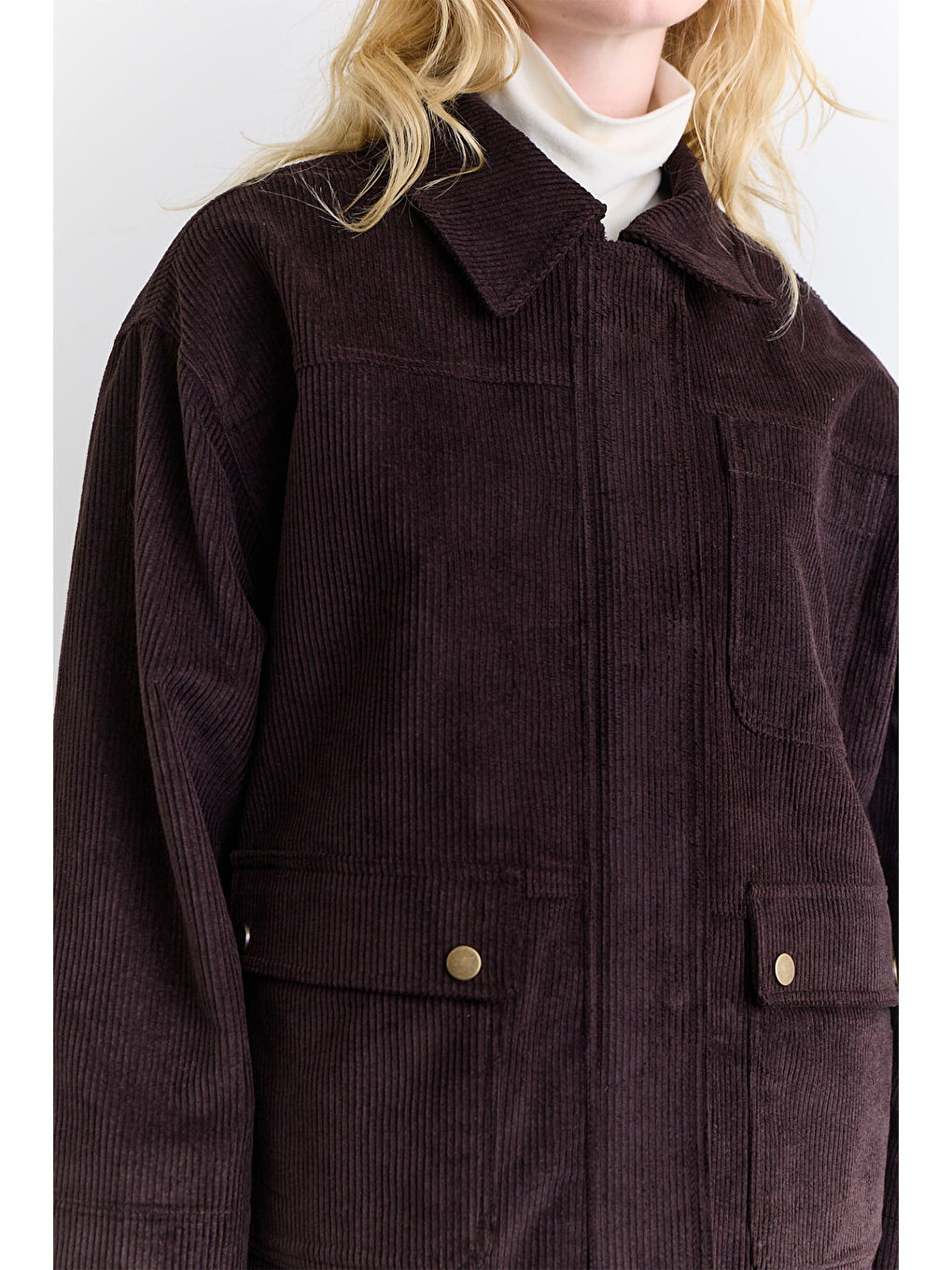 Kadife Worker Ceket Kahverengi-4