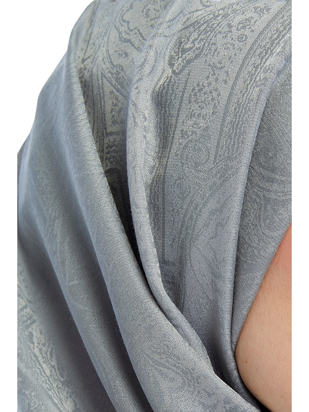 Gri Monogram Etnik Desen Şal-1