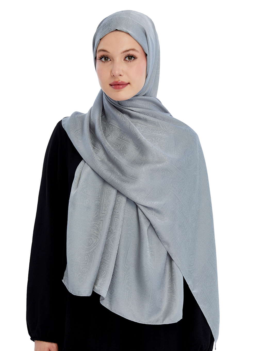 Gri Monogram Etnik Desen Şal-2