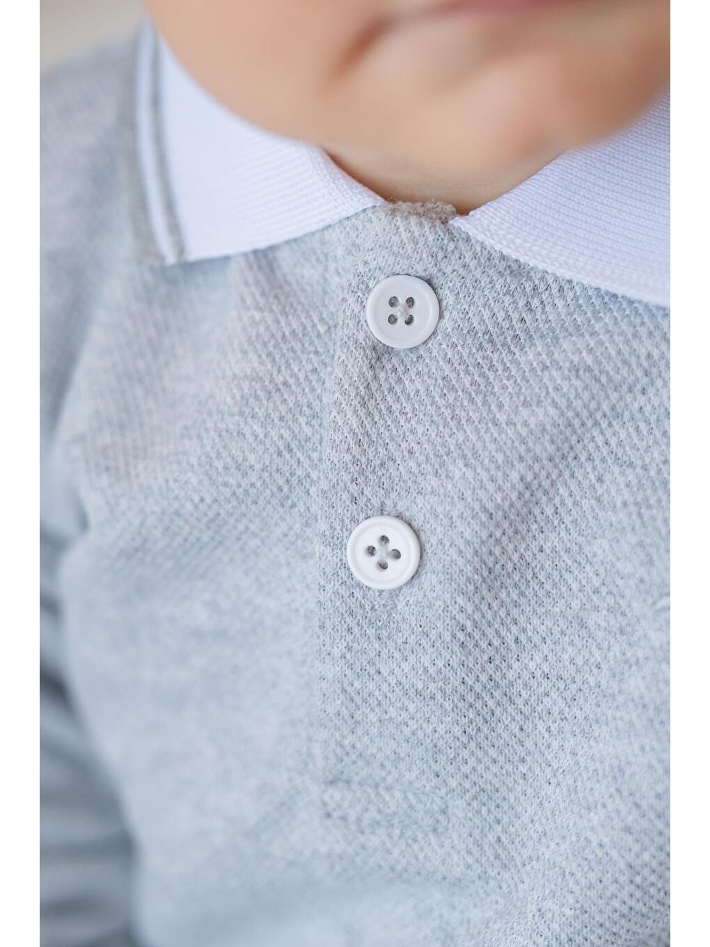 Erkek Bebek Polo Yaka T-Shirt Ve Pantolon Takım - Gri-3