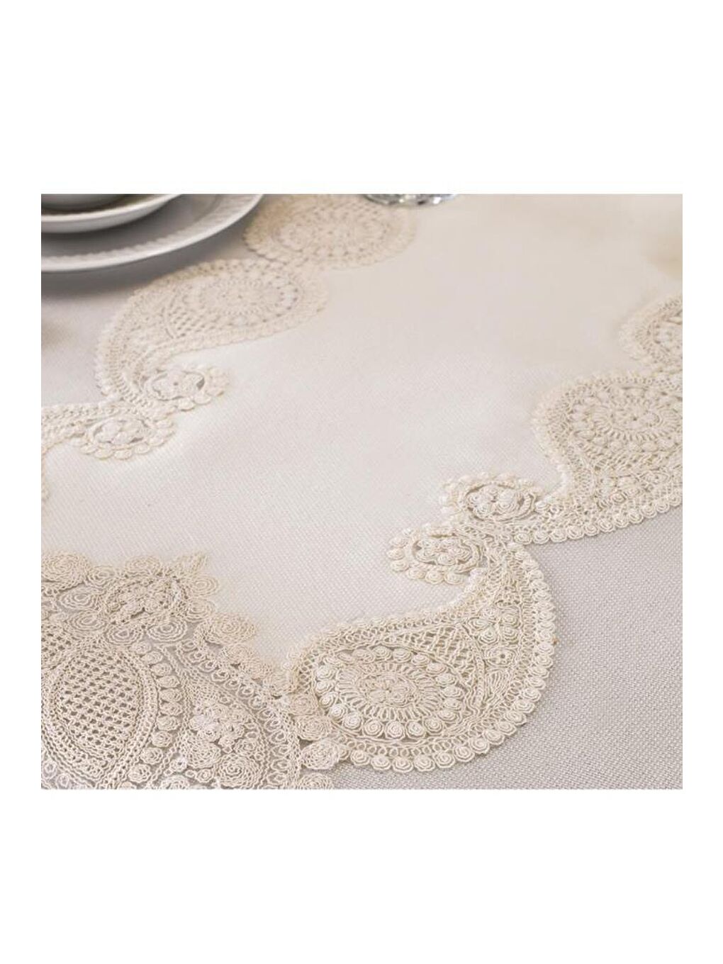 Karışık Verna Masa Örtüsü 160x260 Cm 26 Parça Krem Krem-7