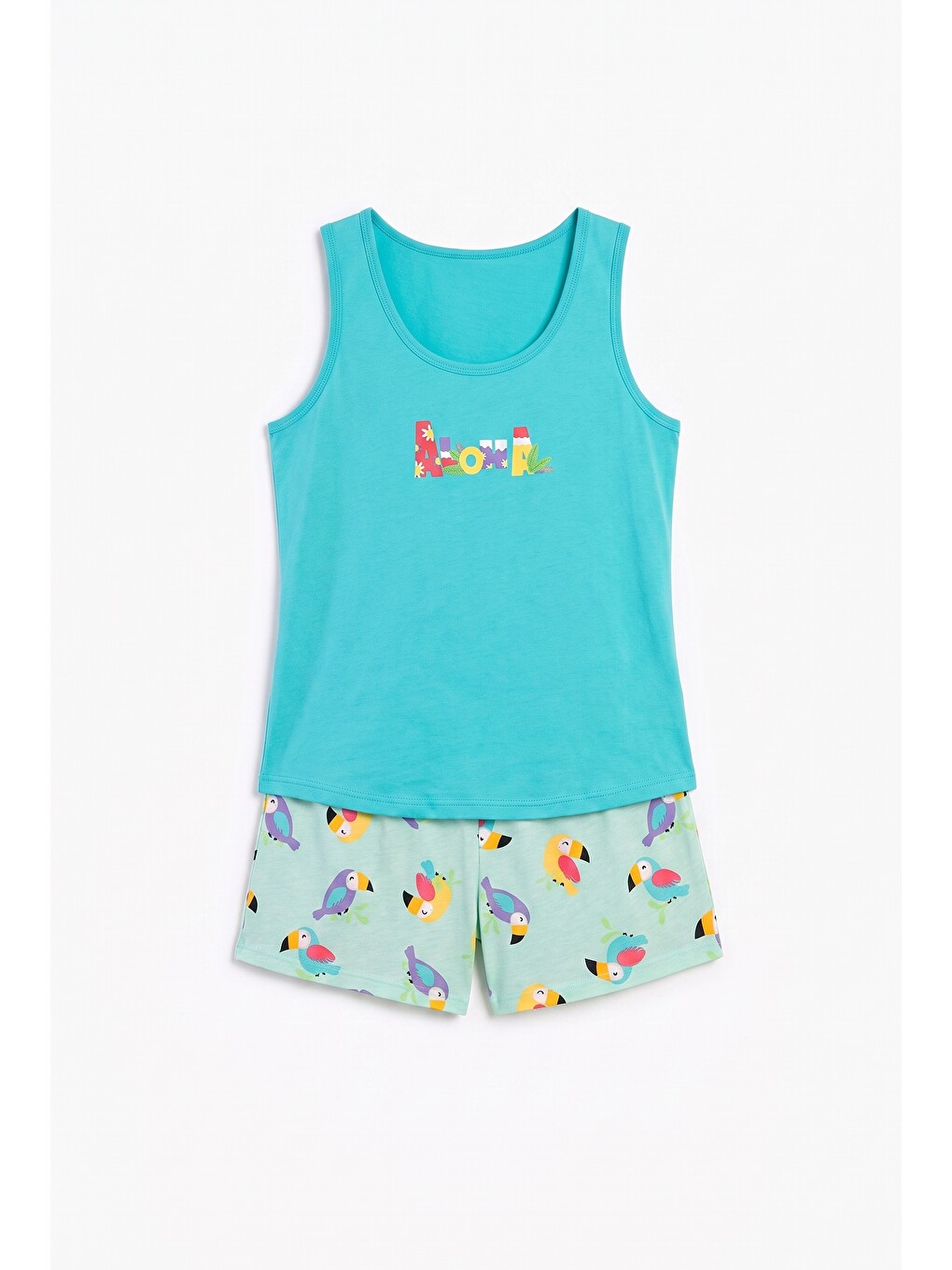 Turkuaz Şortlu Kadın Pijama Takımı-5