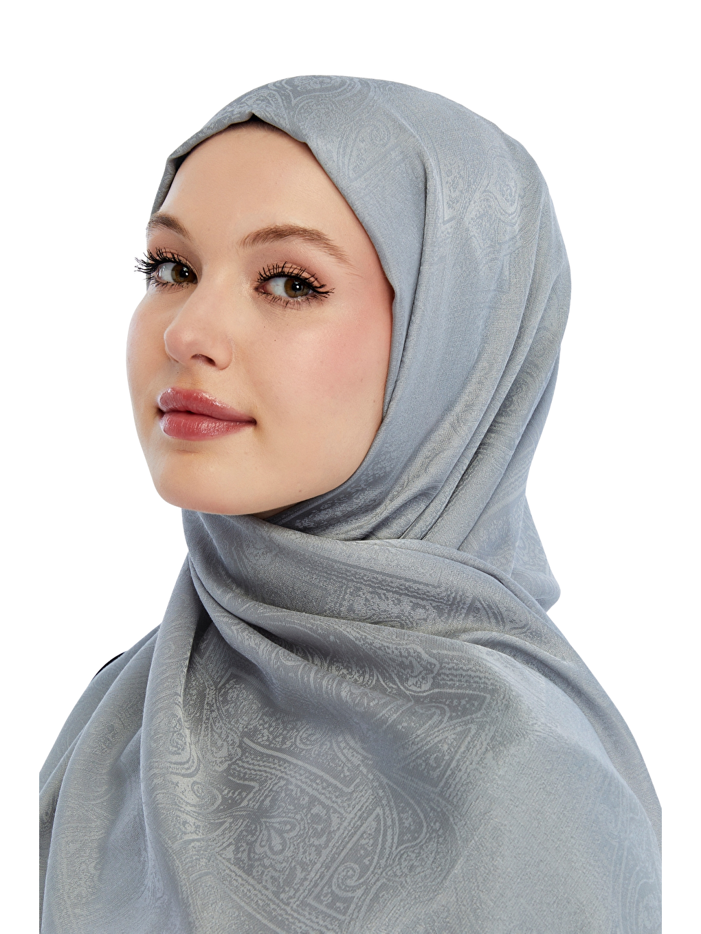 Gri Monogram Etnik Desen Şal-3