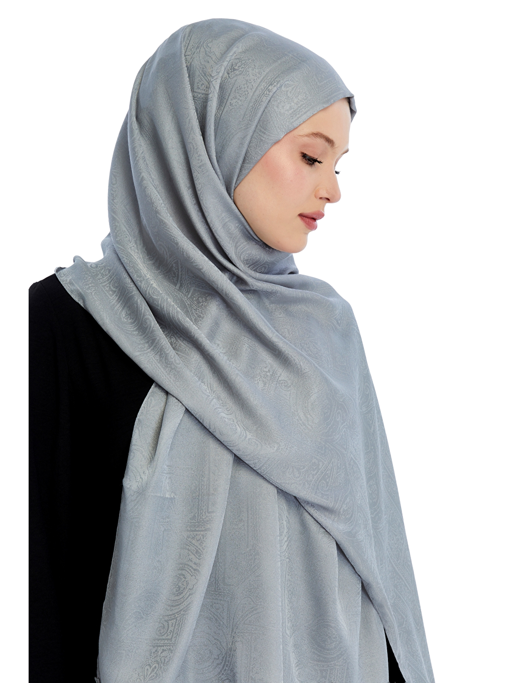 Gri Monogram Etnik Desen Şal-4