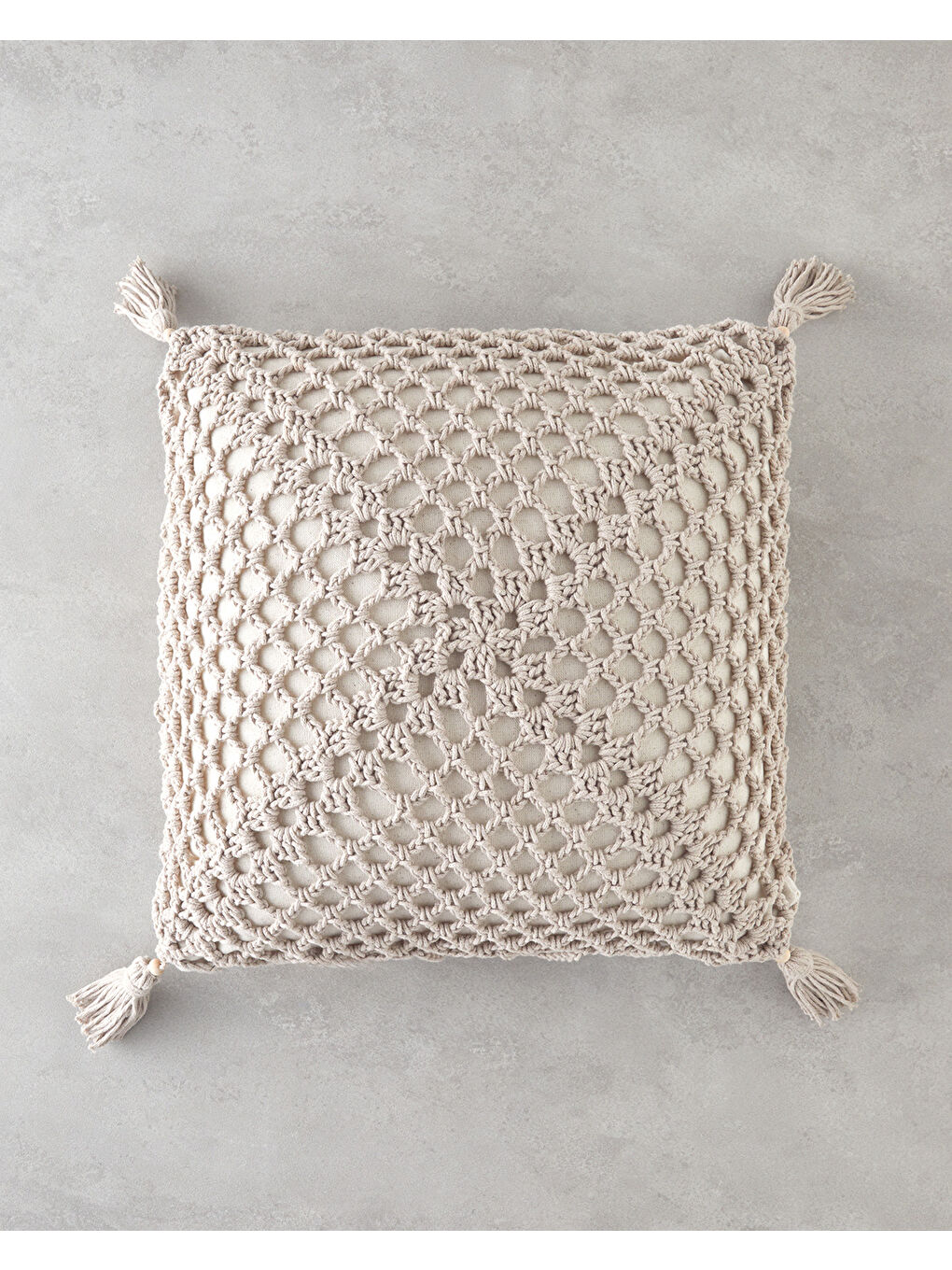 Handmade Kırlent Kılıfı 45x45 cm Bej