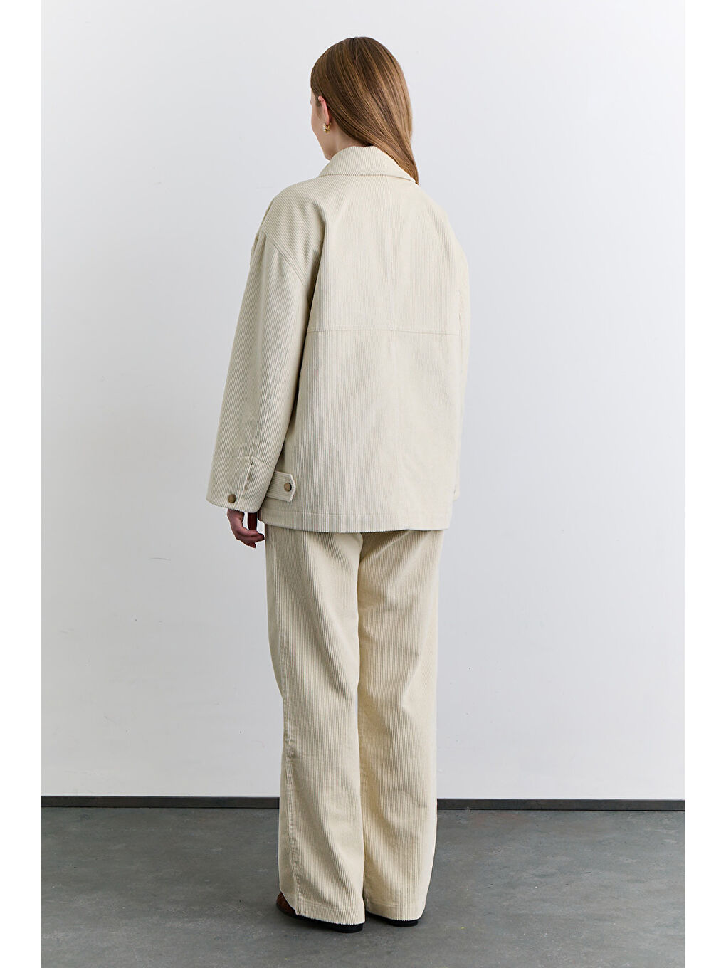 Bej Kadife Worker Ceket Vanilya-5