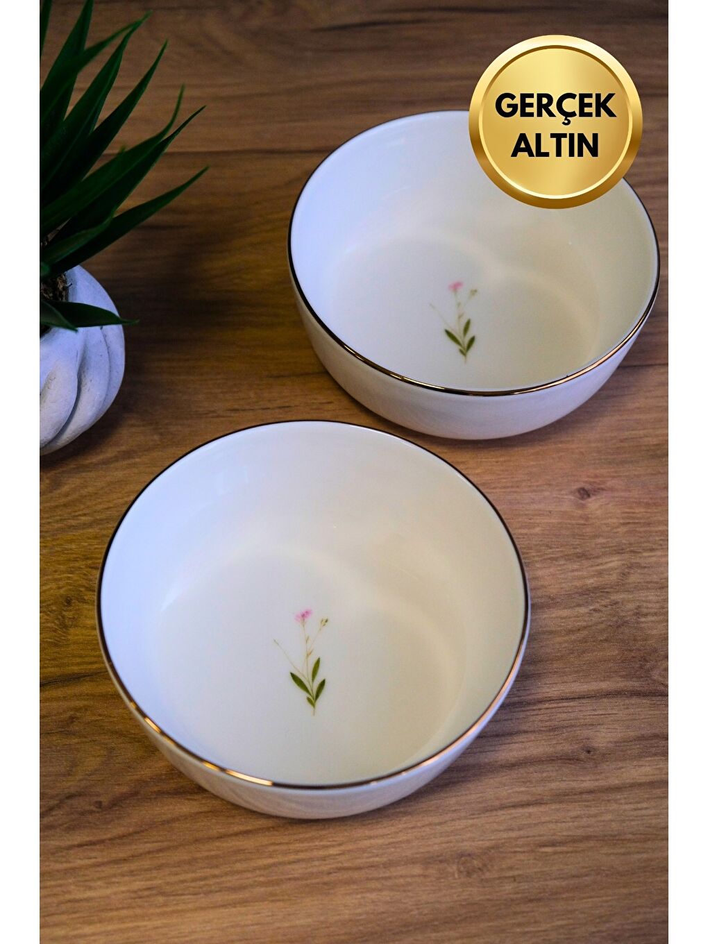 Karışık Porselen Natura Çuha Altın Yaldızlı Kase 13,50x4cm 460cc 2 li-1