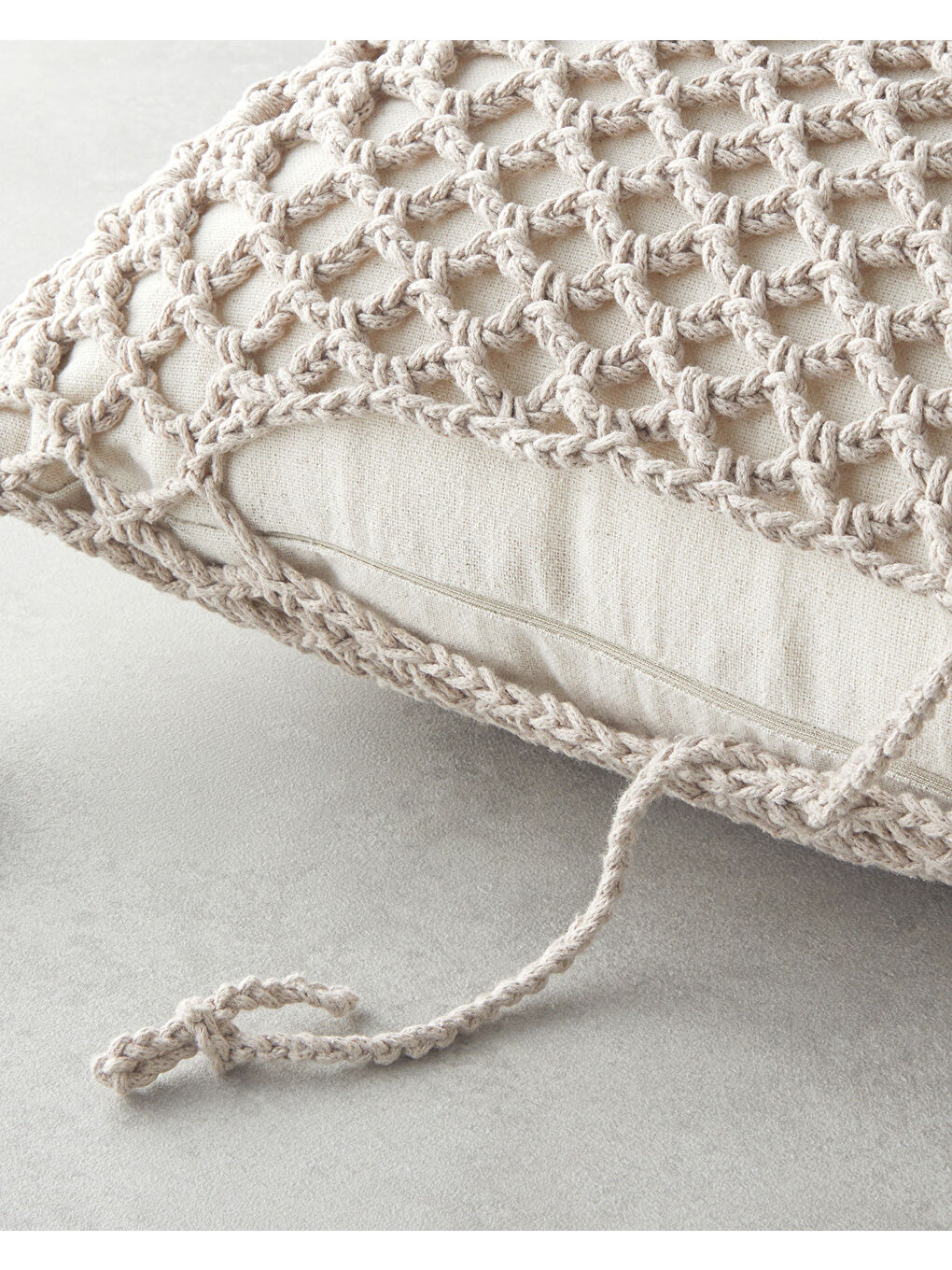 Handmade Kırlent Kılıfı 45x45 cm Bej-2