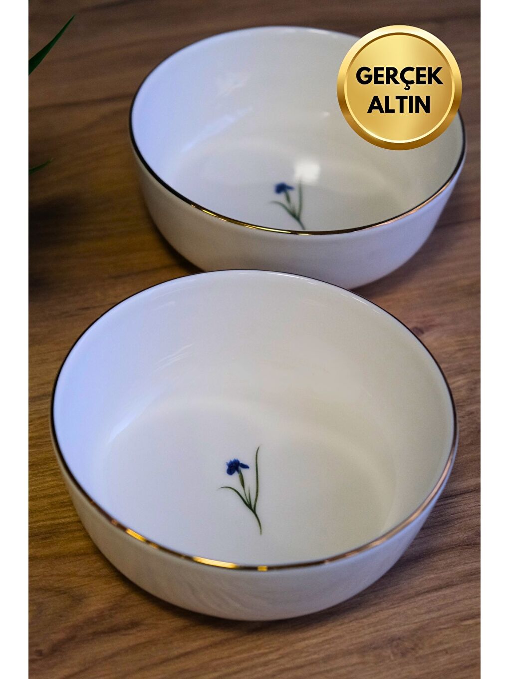 Karışık Porselen Natura İris Altın Yaldızlı Kase 13,50x4cm 460cc 2 li-2